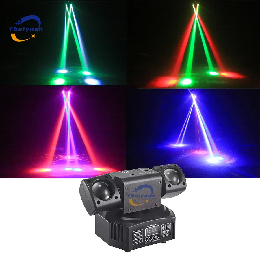 Black ybelyuan led rotating laser light projector with dual spotlights and digital display for disco light dmx512 wedding christmas effect