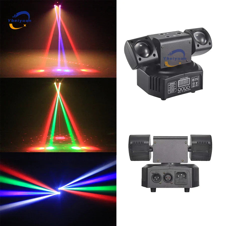 Black ybeyuan new led rotating laser with dual spotlights and digital display for disco light dmx512 wedding christmas effect