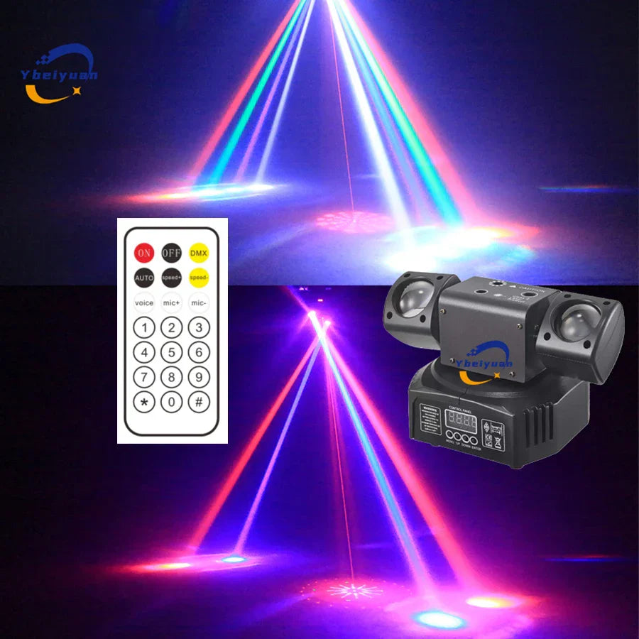 Black ybeiyuan led rotating laser with dual lenses and remote control for disco light dmx512 wedding christmas effect