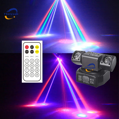 Black ybeiyuan led rotating laser with dual lenses and remote control for disco light dmx512 wedding christmas effect