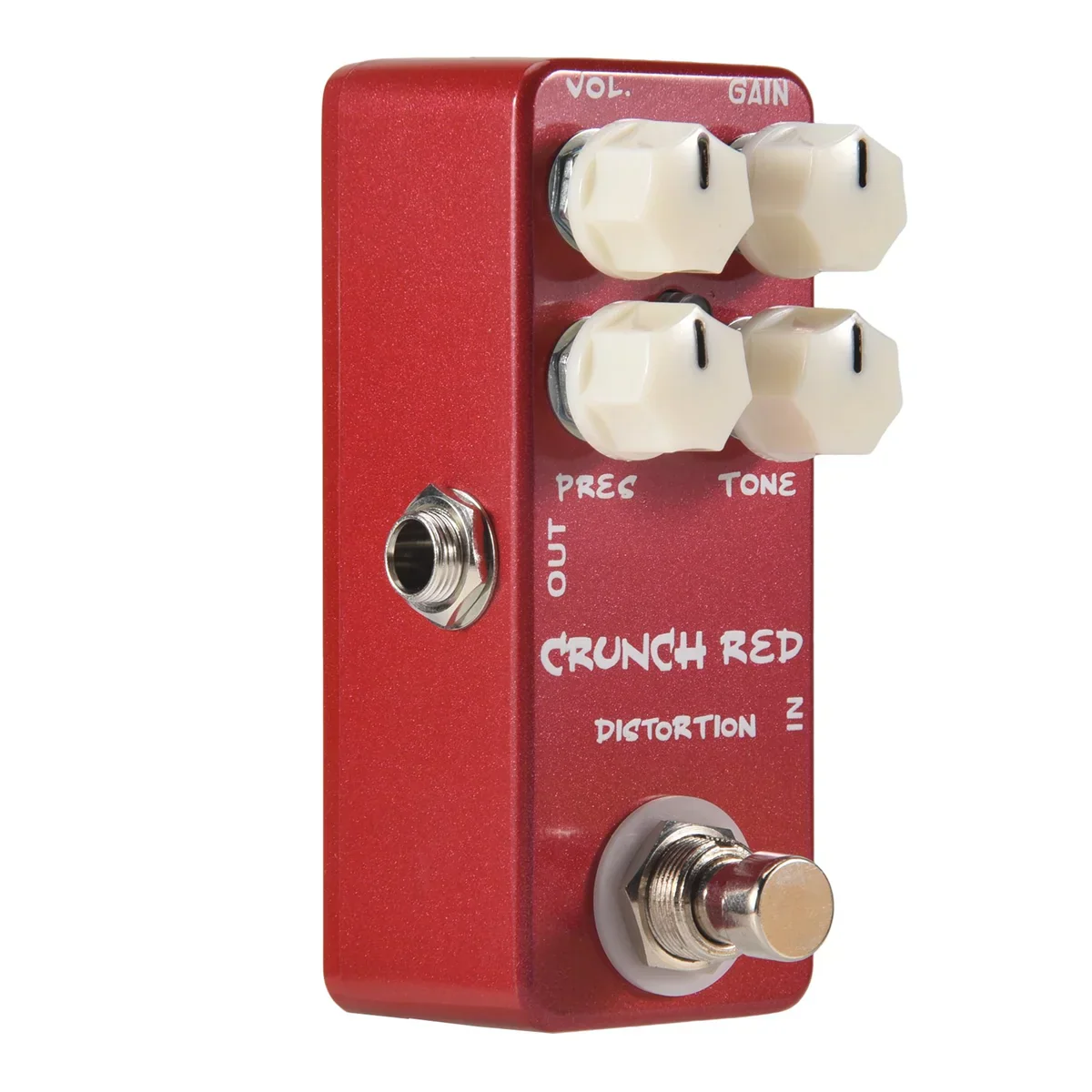 Yhvc-mosky mini crunch red distortion guitar pedal with four cream knobs silver footswitch and full metal shell