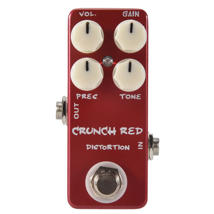 Red metal shell yhvc-mosky mini crunch red distortion guitar pedal with four cream knobs for volume gain prec tone control