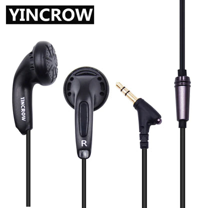 Black yincrow x6 in ear earphone earbud flat with matte finish and gold-plated jack for monk audio hifi use