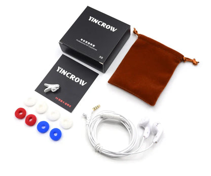 White yincrow x6 in ear earphone earbud flat with coiled cable and kill monk audio hifi gold plated jack and colorful tips
