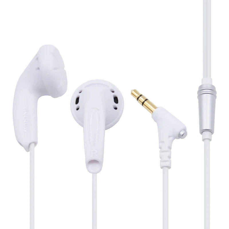 White yincrow x6 earphone earbud flat with gold-plated 3.5mm jack and silver inline kill monk audio hifi control module