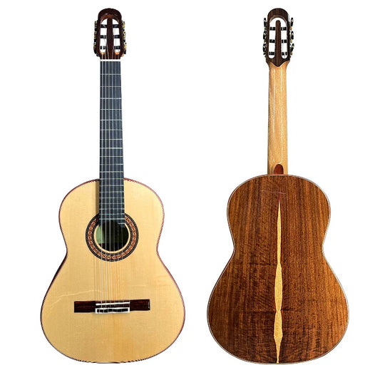 Handcrafted yulong guo handmade solo aechoes classical guitar with light natural wood solid nomex double top and dark fretboard