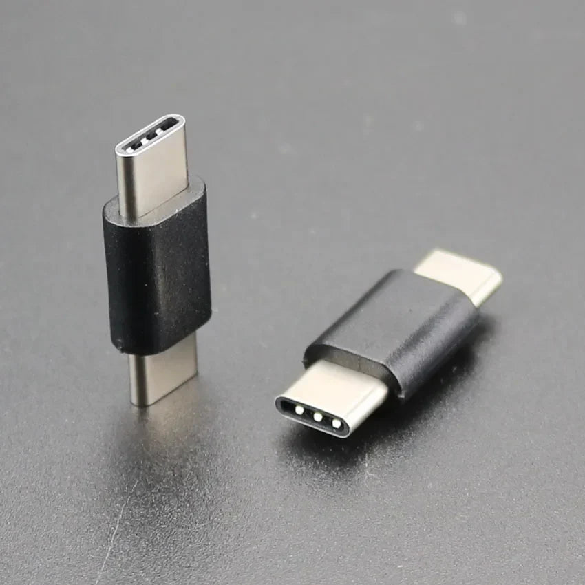 Black usb-c to usb-c converter adapter connector with metallic connectors type c male for samsung xiaomi huawei devices