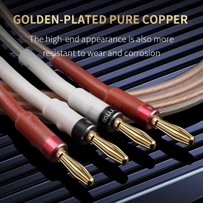 Gold plated banana plugs with red and white insulated sleeves for yytcg hifi speaker cable home theater amplifier use