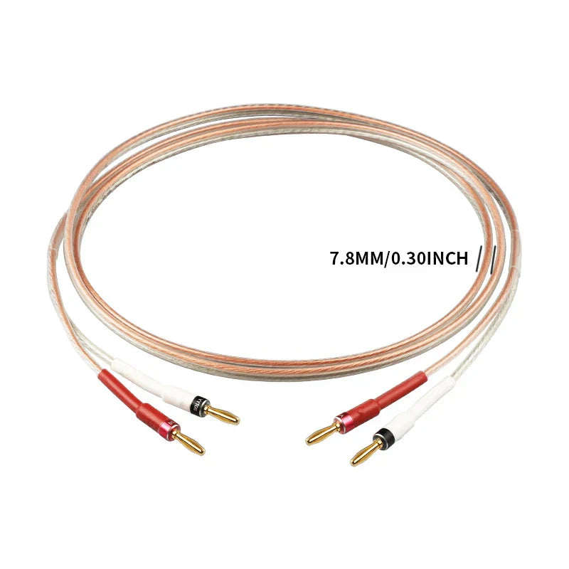 Red and white yytcg hifi speaker cable with gold plated banana plug and copper braided shielding for home theater amplifier