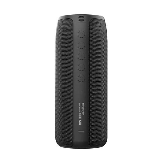 Black textured fabric-covered zealot-s51 powerful bluetooth speaker with five control buttons and waterproof sound box features