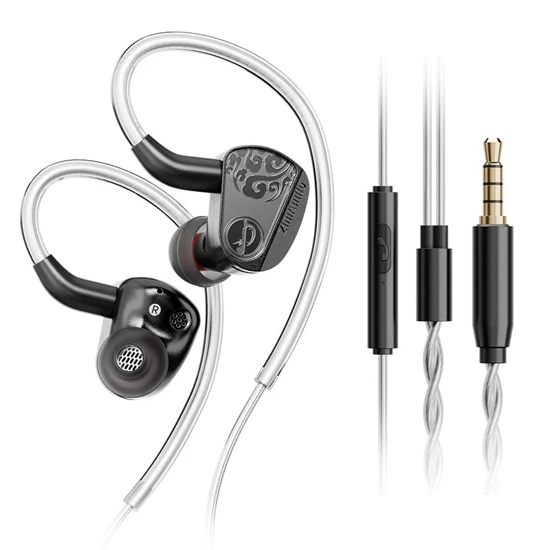 Black and silver zhulinniao jinghong z3 2025 hifi earphones dual with metal music monitor and dual dynamic drivers design