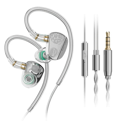 Silver zhulinniao jinghong z3 2025 hifi earphones dual metal music monitor with dual dynamic drivers and twisted cable