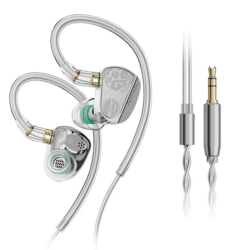 Silver zhulinniao jinghong z3 2025 hifi earphones dual with metal music monitor housing and dual dynamic drivers