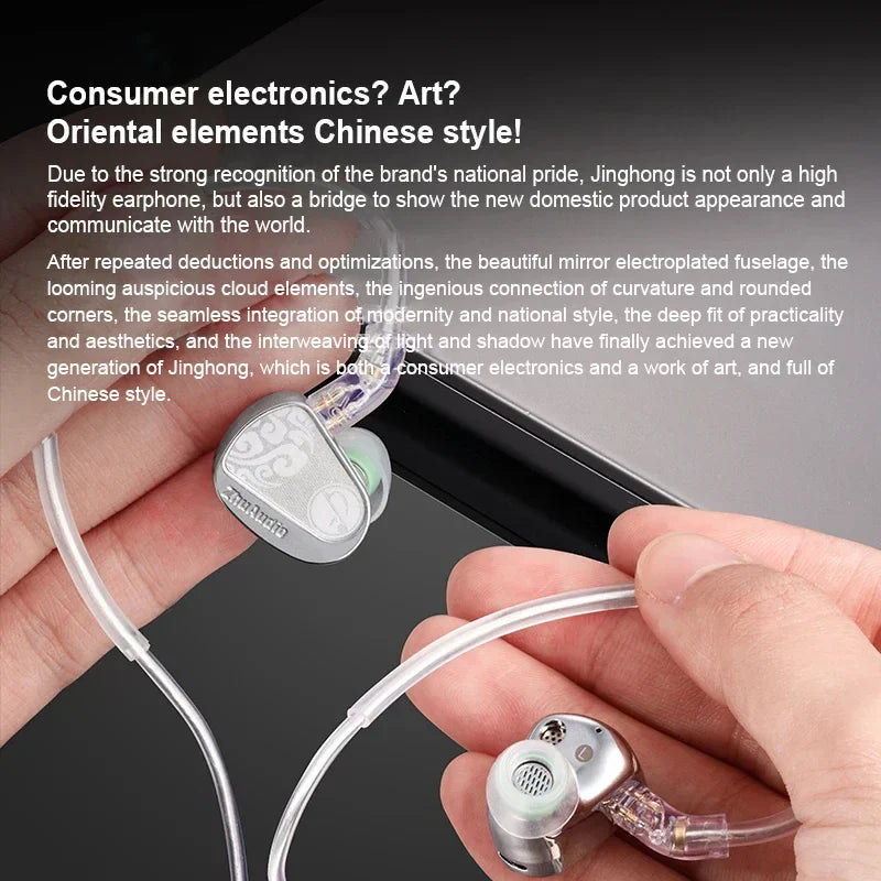 Silver mirror electroplated zhulinniao jinghong z3 dual dynamic drivers hifi earphones metal music monitor with cloud pattern