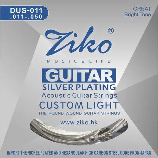 Ziko acoustic guitar strings set 010 011 012 silver plating round wound bright tone for guitar parts musical instruments