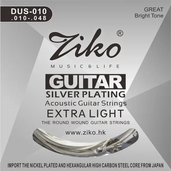 Ziko acoustic guitar strings set 010 011 012 silver plating round wound 6 strings for acoustic guitar parts musical use