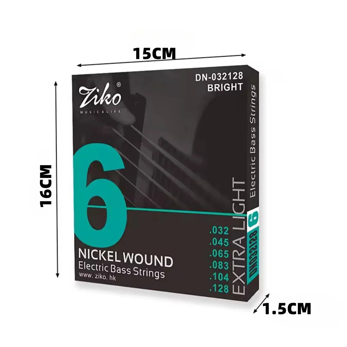Black and teal ziko electric bass strings nickel wound guitar strings for 4 5 6 string bass with hexagon alloy core