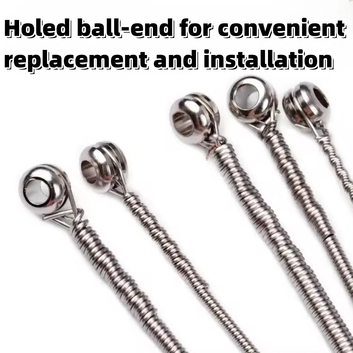 Shiny metallic ball-end ziko electric bass hardware with coiled spring shaft for easy replacement on nickel wound guitar strings