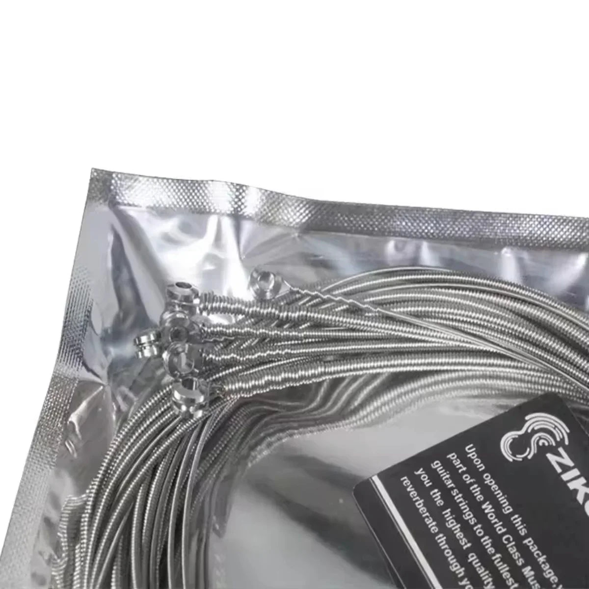 Ziko electric bass strings with silver nickel wound guitar hexagon alloy core coiled in reflective silver foil package