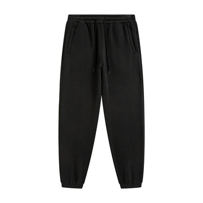 Black zodf trendy men 345gsm fleece sweatpant with soft stretchy fabric tapered ankles retro hip hop style