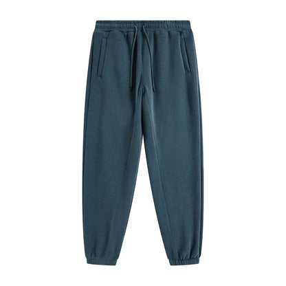 Dark teal zodf trendy men 345gsm fleece sweatpant with drawstring waistband and side pockets retro hip hop style