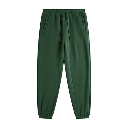 Dark green zodf trendy men 345gsm fleece sweatpant with drawstring waistband and elastic cuffs retro hip hop style