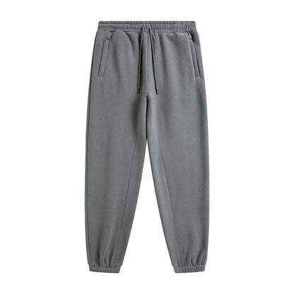 Gray zodf trendy men 345gsm fleece sweatpant with drawstring waistband and side pockets for retro hip hop style