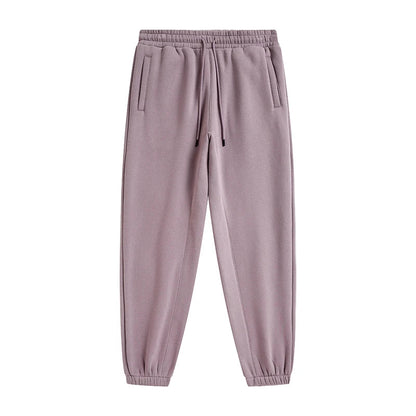Soft lavender zodf trendy men 345gsm fleece sweatpant with drawstring waistband elastic cuffs retro hip hop style