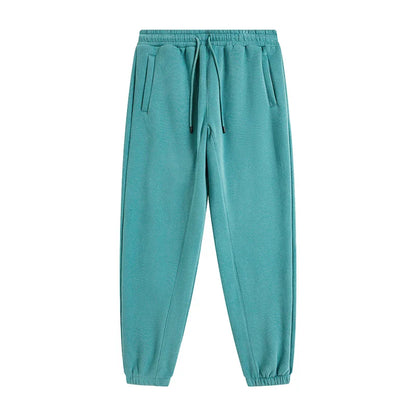 Teal zodf trendy men 345gsm fleece sweatpant with drawstring waistband and side pockets in retro hip hop style