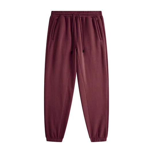 Maroon zodf trendy men 345gsm fleece sweatpant with elastic waistband drawstring side pockets and tapered cuffs retro hip hop style
