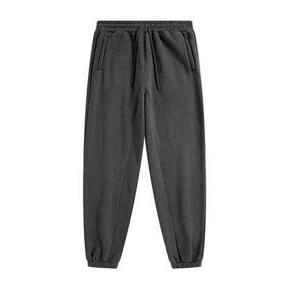 Dark gray zodf trendy men 345gsm fleece sweatpant with elastic waistband and tapered cuffs in retro hip hop style