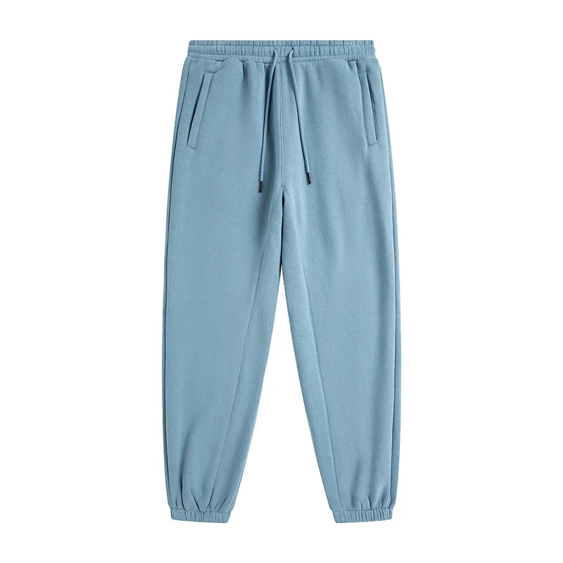 Light blue zodf trendy men 345gsm fleece sweatpant with drawstring waistband and elastic cuffs for retro hip hop style